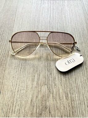 otra transit small gold & pink metal frame aviator sunglasses eyewear NEW